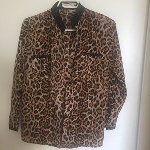 Leopard Print Satin Blouse
